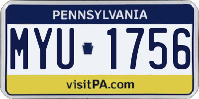 PA license plate MYU1756