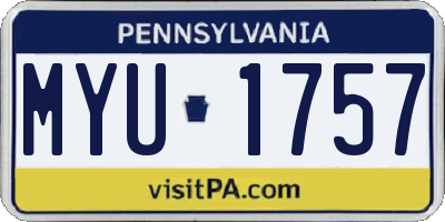 PA license plate MYU1757
