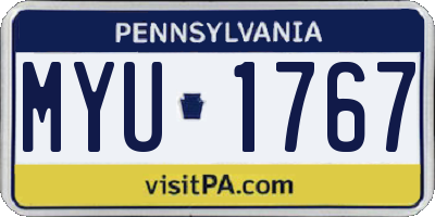 PA license plate MYU1767