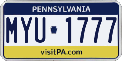 PA license plate MYU1777