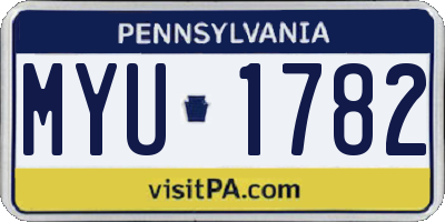 PA license plate MYU1782