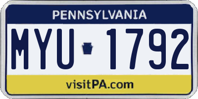 PA license plate MYU1792