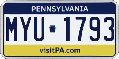 PA license plate MYU1793