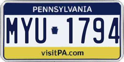 PA license plate MYU1794