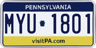 PA license plate MYU1801