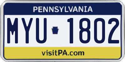 PA license plate MYU1802
