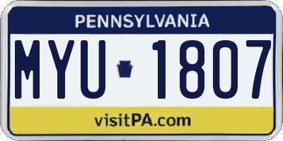 PA license plate MYU1807