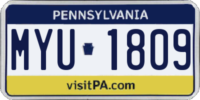 PA license plate MYU1809