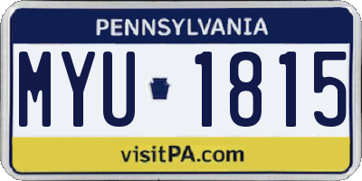 PA license plate MYU1815