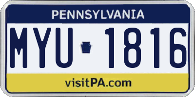 PA license plate MYU1816