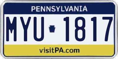 PA license plate MYU1817