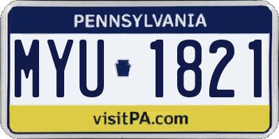 PA license plate MYU1821
