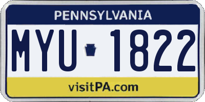 PA license plate MYU1822