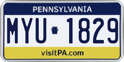 PA license plate MYU1829
