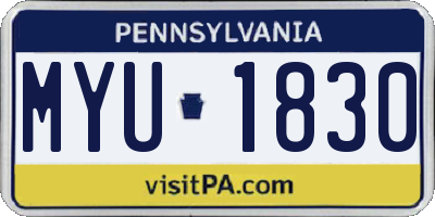 PA license plate MYU1830