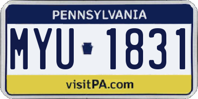 PA license plate MYU1831