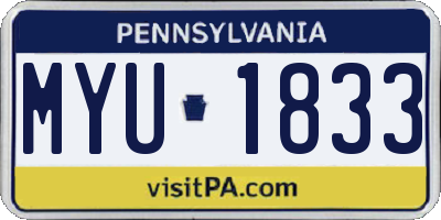 PA license plate MYU1833