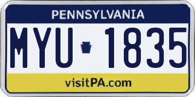 PA license plate MYU1835