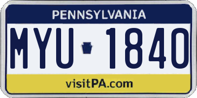 PA license plate MYU1840