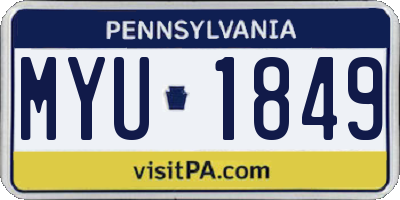 PA license plate MYU1849