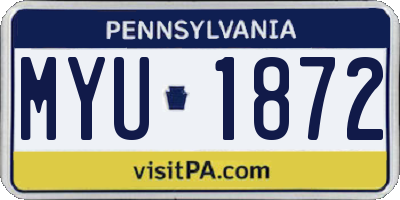 PA license plate MYU1872