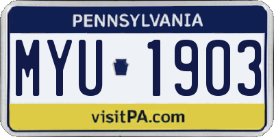 PA license plate MYU1903