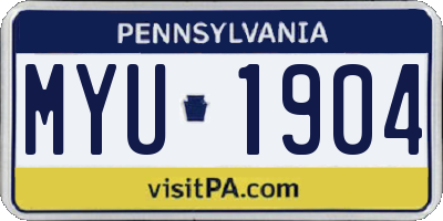 PA license plate MYU1904
