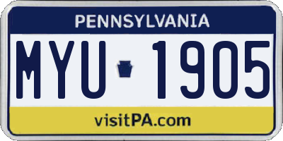 PA license plate MYU1905