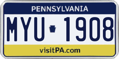 PA license plate MYU1908