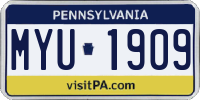 PA license plate MYU1909