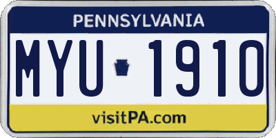 PA license plate MYU1910