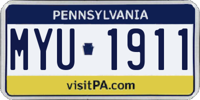PA license plate MYU1911
