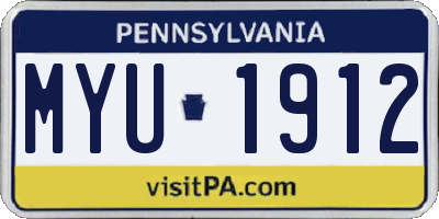 PA license plate MYU1912