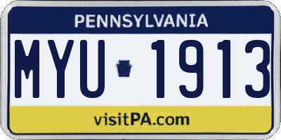 PA license plate MYU1913