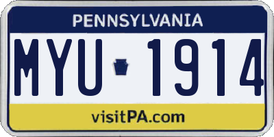 PA license plate MYU1914