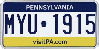 PA license plate MYU1915