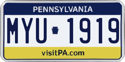 PA license plate MYU1919