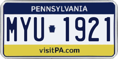 PA license plate MYU1921