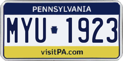 PA license plate MYU1923