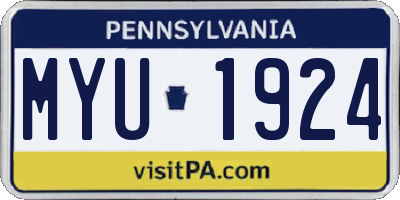 PA license plate MYU1924