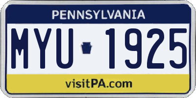 PA license plate MYU1925