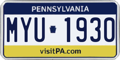 PA license plate MYU1930