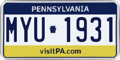 PA license plate MYU1931