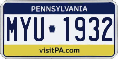 PA license plate MYU1932