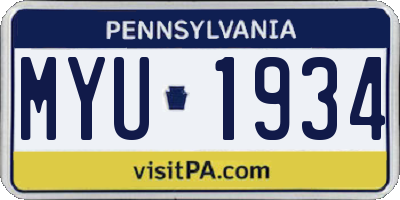 PA license plate MYU1934