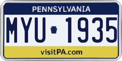 PA license plate MYU1935
