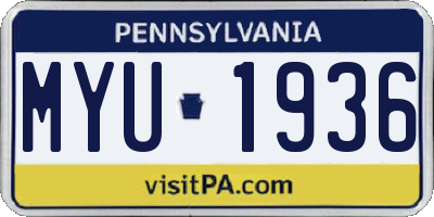 PA license plate MYU1936