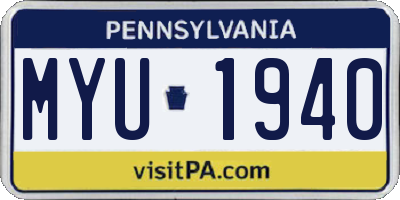 PA license plate MYU1940