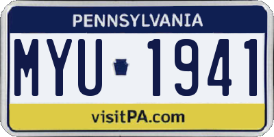 PA license plate MYU1941