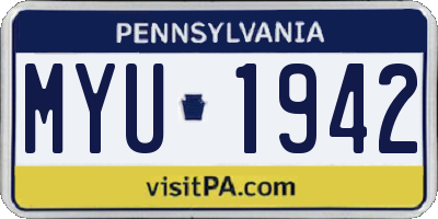 PA license plate MYU1942